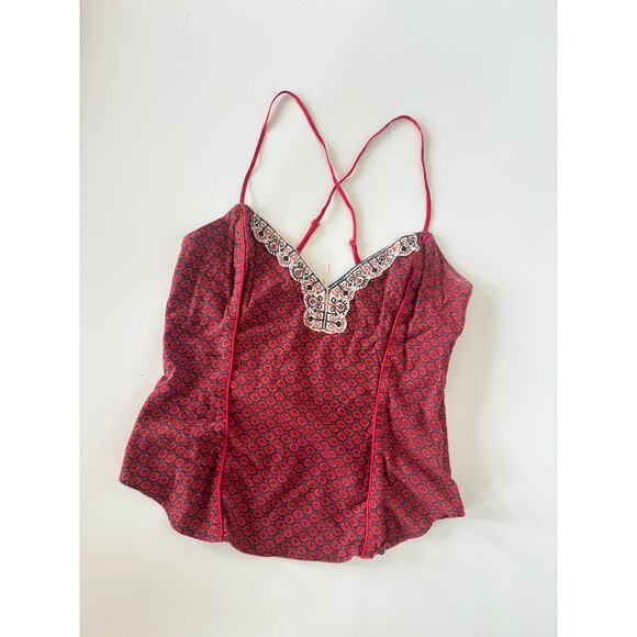 Free People Tops - Free People Red Printed Boho Cami Top | SZ 4